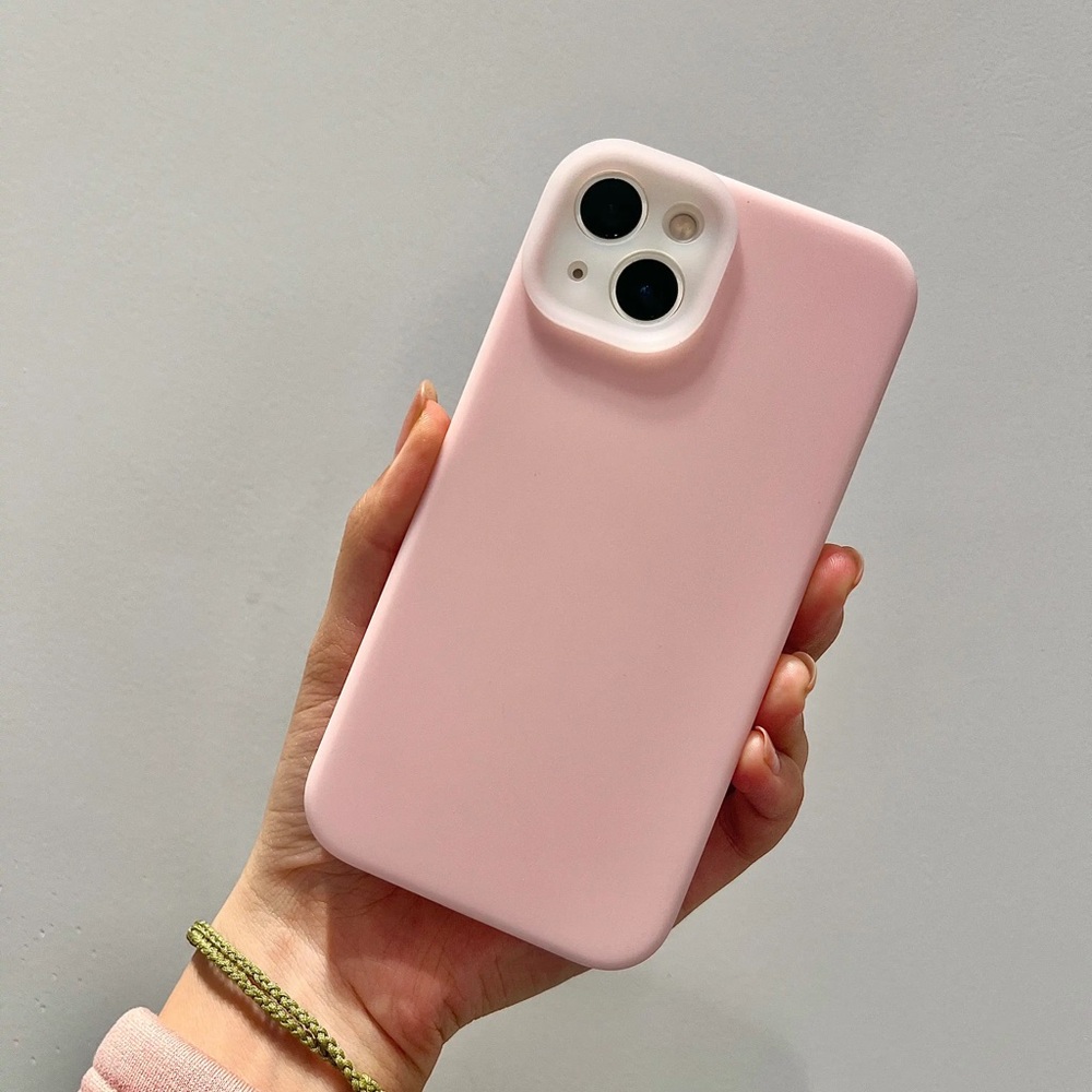 Pink Silicone Phone Case with White Camera Accent